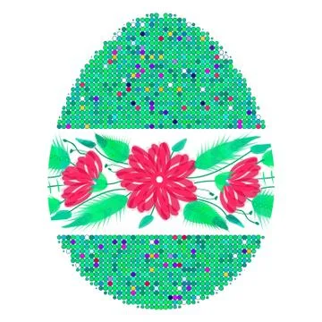 Colorful Happy Easter Egg for greeting card folk Stock Illustration