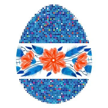 Colorful Happy Easter Egg for greeting card folk Stock Illustration