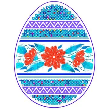 Colorful Happy Easter Egg for greeting card folk Stock-Illustration