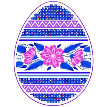 Colorful Happy Easter Egg for greeting card folk Stock Illustration