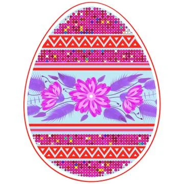 Colorful Happy Easter Egg for greeting card folk Stock Illustration
