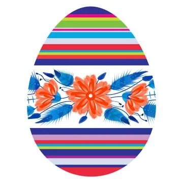Colorful Happy Easter Egg for greeting card folk Stock Illustration