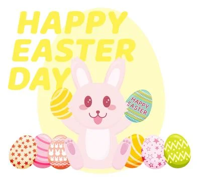 Colorful happy easter eggs and bunny-4 イラスト素材