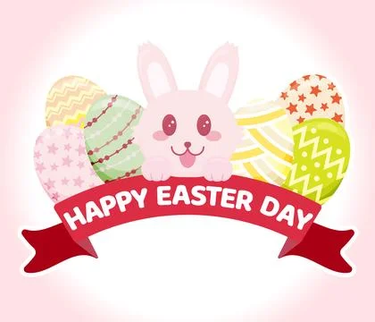 Colorful happy easter eggs and bunny-3 Stock Illustration