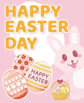 Colorful happy easter eggs and bunny-2 Illustrazione stock