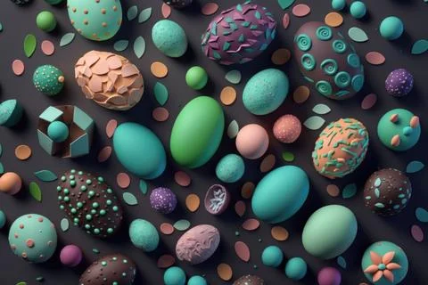Colorful Happy Easter eggs pattern design. Pastel easter egg closeup. Illustrazione stock