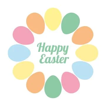 Colorful happy Easter eggs on Round frame Stock Illustration