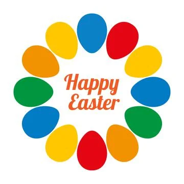 Colorful happy Easter eggs on Round frame Stockillustratie