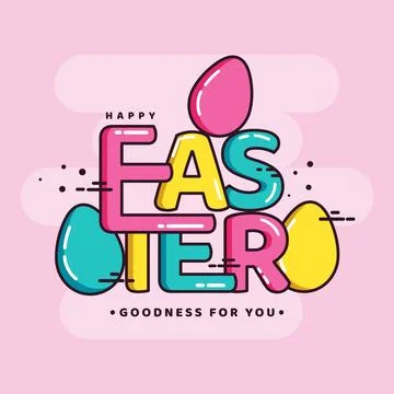 Colorful Happy Easter, Goodness For You Font with Eggs Decorate on Pink Bac.. Stock Illustration