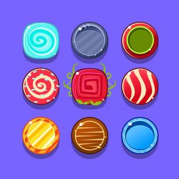 Colorful Hard Candy Flash Game Element Templates Design Set With Colorful Round 스톡 일러스트