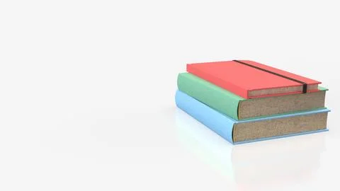 Colorful Hardcover Book Stack on White Background 3d render. 스톡 일러스트