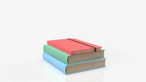 Colorful Hardcover Book Stack on White Background 3d render. Stock Illustration