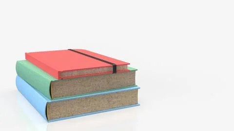 Colorful Hardcover Book Stack on White Background 3d render. イラスト素材