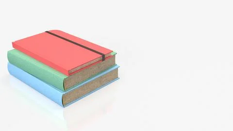 Colorful Hardcover Book Stack on White Background 3d render. Stock Illustration