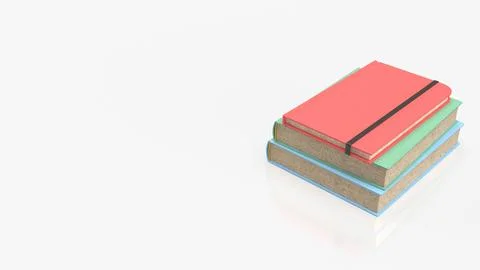 Colorful Hardcover Book Stack on White Background 3d render. Stock Illustration
