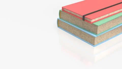 Colorful Hardcover Book Stack on White Background 3d render. 스톡 일러스트
