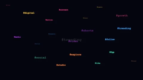 Colorful Hashtag Cloud Animation Stock Footage 340364999