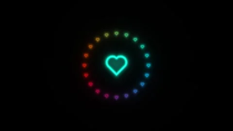 Colorful heart animation with glowing elements on a black Stock Footage 338226319