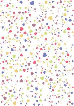 Colorful heart confetti pattern vector illustration with playful multicolor.. 스톡 일러스트