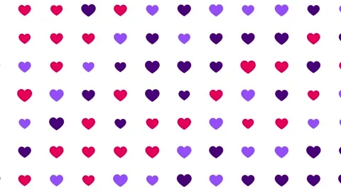 Colorful Heart Icons Grid Pattern on White Background Stock Footage 335808213
