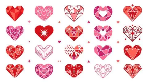 Colorful heart icons in a grid pattern Stock Illustration