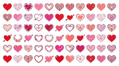 Colorful heart icons in a grid pattern Stock Illustration
