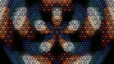 Colorful heart pattern 4K motion background with dynamic light effects Stock Footage 331737068