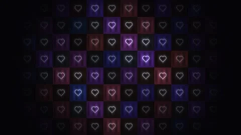 Colorful heart pattern with abstract shapes on dark Stock Footage 338298705