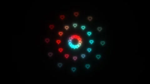 Colorful heart pattern creates a vibrant visual display Stock Footage 338236431
