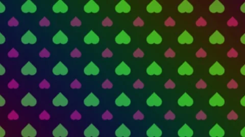Colorful heart pattern on a dark background in a design Stock Footage 338010750