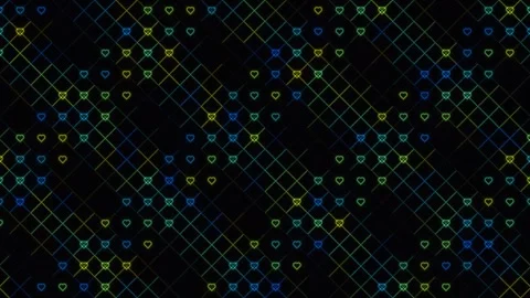 Colorful heart pattern on dark background for creative Stock Footage 338128215