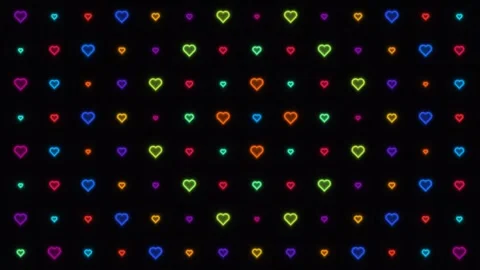 Colorful heart pattern on dark background for decorative Stock Footage 338223639