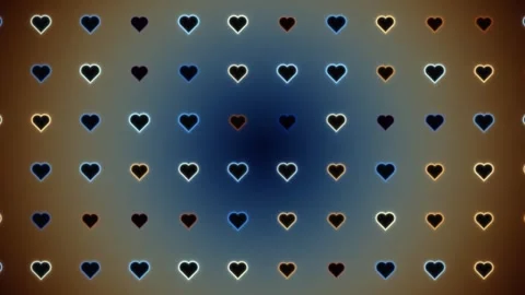 Colorful heart pattern on a dark background with various shades Stock Footage 339043137