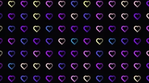 Colorful heart pattern fills the screen with various shapes Stock Footage 338129199