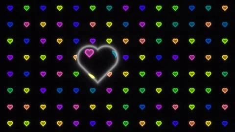 Colorful heart pattern fills the screen with a glowing Stock Footage 338208814