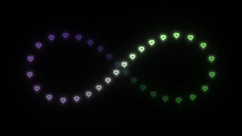 Colorful heart pattern forms an infinity shape on a dark Stock Footage 339322768