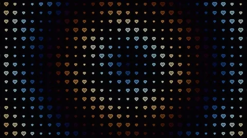 Colorful heart pattern with lights on dark background Stock Footage 338237976