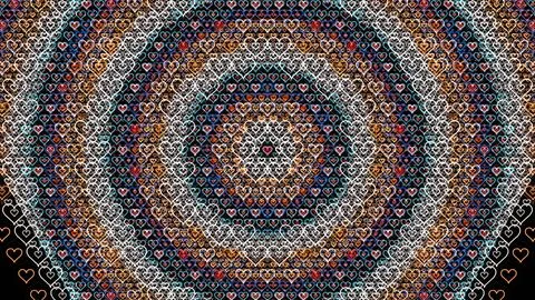 Colorful heart pattern made with many small shapes and designs Stock Illustration