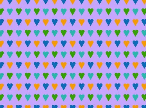 Colorful Heart Pattern Seamless Background With Repeating Hearts On Purple .. Stock Illustration