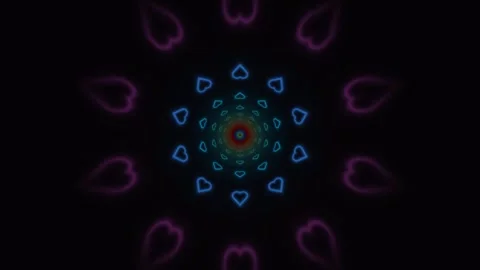 Colorful heart pattern with swirling design in dark Stock Footage 338179320