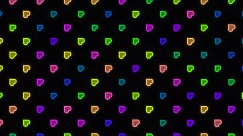 Colorful heart patterns on a black background with bright Stock Footage 338233577
