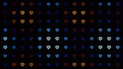 Colorful heart patterns on black background for design Stock Footage 338351427