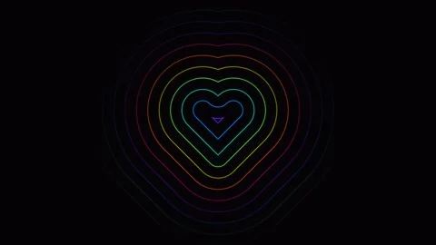 Colorful heart patterns create bright design on dark Stock Footage 338015273