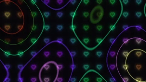 Colorful heart patterns create a lively backdrop for any Stock Footage 338224223