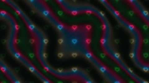 Colorful heart patterns create a rhythmic visual wave 库存影片 338199730