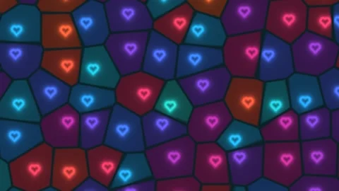 Colorful heart patterns create a vibrant abstract Stock Footage 338229679