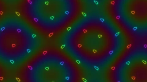 Colorful heart patterns create a vibrant background for Stock Footage 338294318