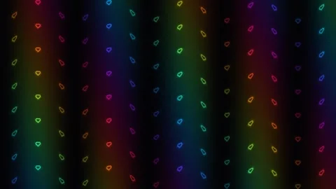 Colorful heart patterns on dark background with gradient Stock Footage 338322721