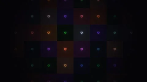 Colorful heart patterns on a dark background create a Stock Footage 339072429