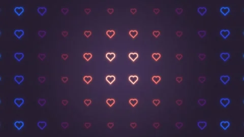 Colorful heart patterns in a digital design on a dark Stock Footage 339329148